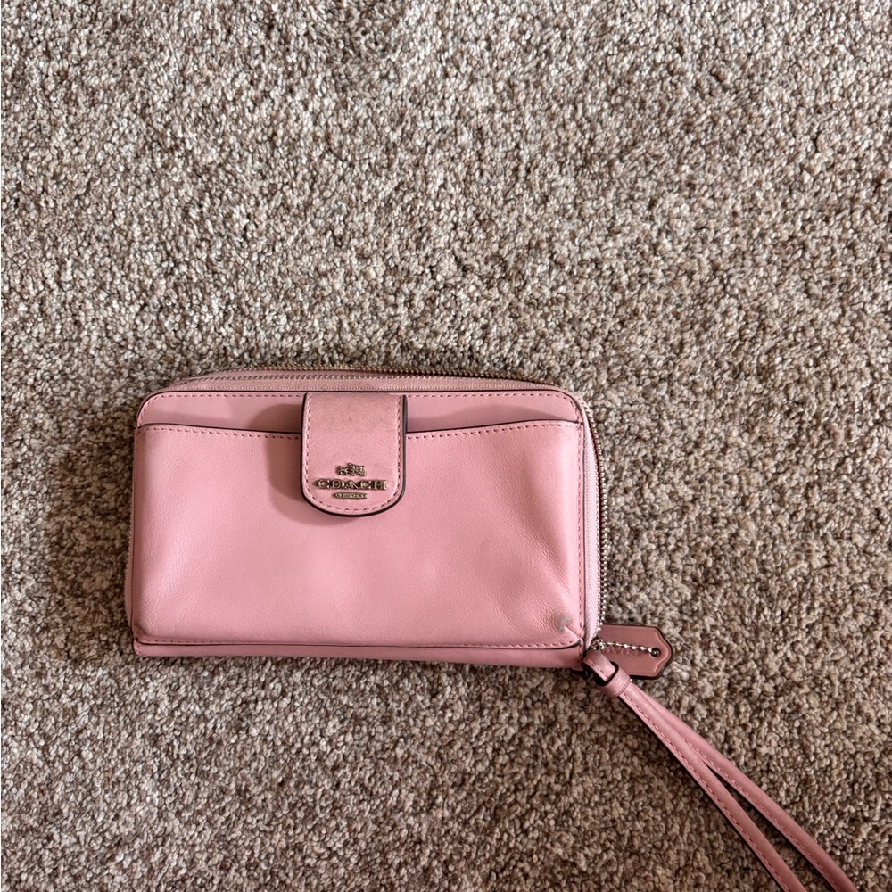 Coach Blush Pink Leather Wristlet